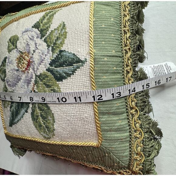 C & F Enterprises Pillow Wool Needlepoint Magnolia 14” X 14” Zip Cover - Picture 11 of 11